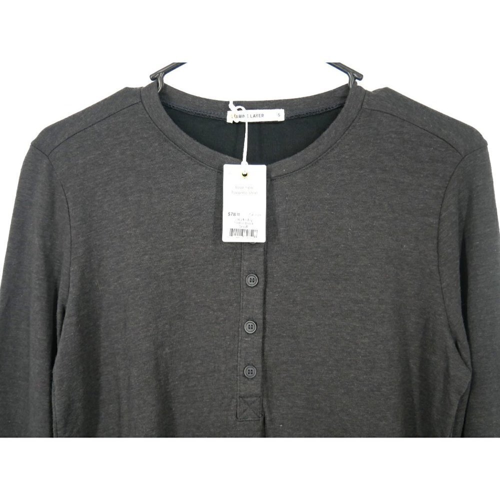 NWT Marine Layer Double Knit Henley in Faded Black Small - Picture 4 of 5